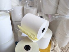 5 Roll 2 Ply Carbonless Rolls 3″ x 90′ 2Ply White/Canary Kitchen Receipt Paper