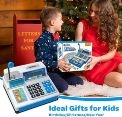 Kids Toy Cash Register 103 Pcs Set With Calculator Coins Card Grocery Play Set