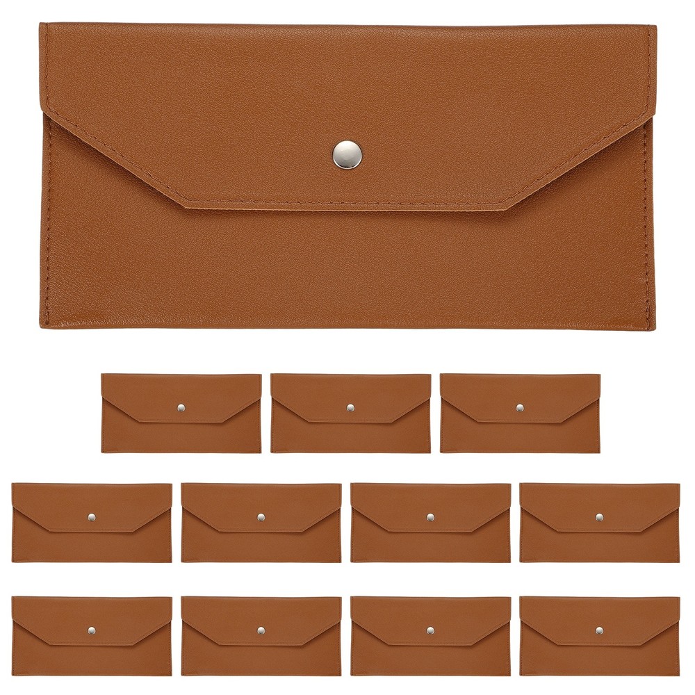 12Pcs PU Leather Envelope Wallet Money for Women Men,Brown