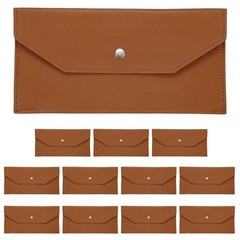 12Pcs PU Leather Envelope Wallet Money for Women Men,Brown