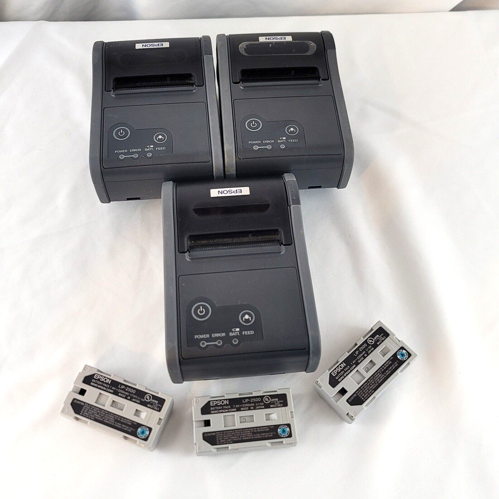 3 – Epson TM-P60 (2-M196B & 1-M196A) 2 Bluetooth Wireless Batteries- Please Read