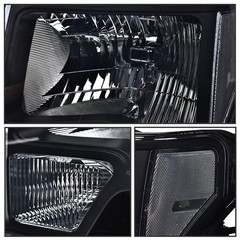 Headlights Pair for Ford F150 2009-2014 Smoky Lens Black Housing Clear Reflector