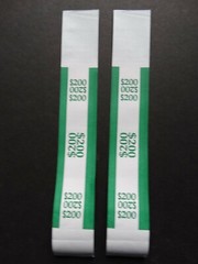 2 – Green $200 Cash Money Self-Sealing Straps Currency Bands