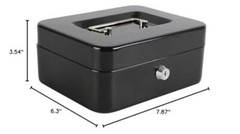 xydled Locking Steel Medium Cash Box with Removable Coin Tray and Key