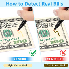 5 Pack Counterfeit Money Detector Pen, Money Marker Bill Detector Pen, Universal