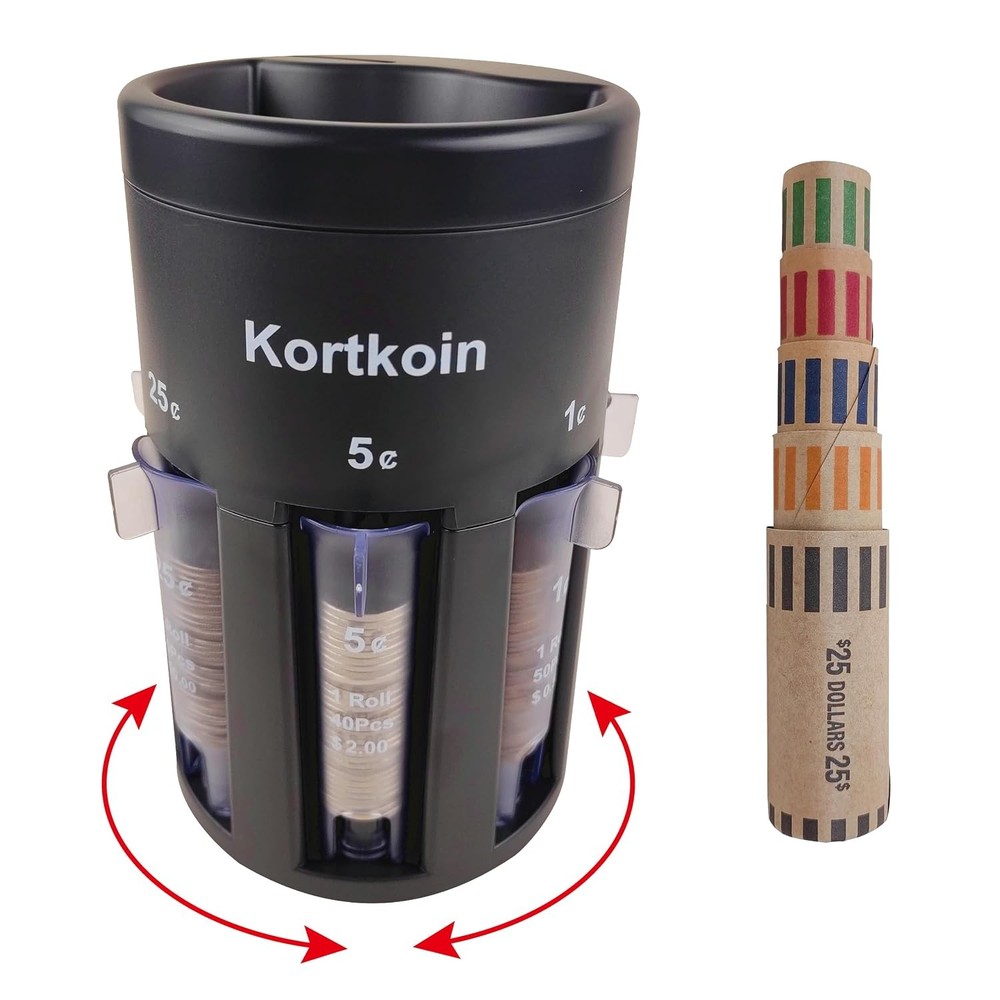 Automatic Coin Sorter 5-in-1 Coin Counter Machine with Coin Wrappers and Empty