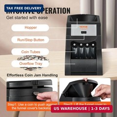 VEVOR Coin Sorter, Coin Sorter and Wrapper Machine with 4 Larger Coin Tubes, Sor