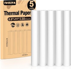 5 Rolls Thermal Printer Paper 8.5″x11″ Letter Size, BPA free Quick-Dry Therm…