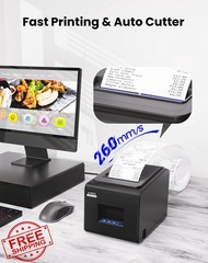 vretti Thermal Receipt Printer 80mm USB Serial LAN Black