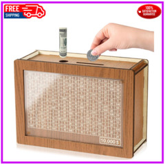 10,000 Savings Challenge Box, Cash Vault Wooden Money Savings Box 10000 Dollar,