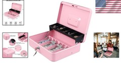 Stylish Pink Cash Box with Cantilever Design – Key Lock Secure Storage Solution