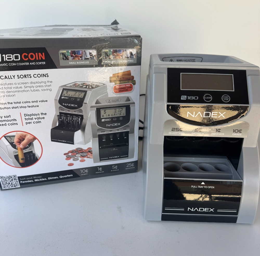 Nadex S180 Automatic Coin Counter Sorter Machine w/ Box Missing Tubes