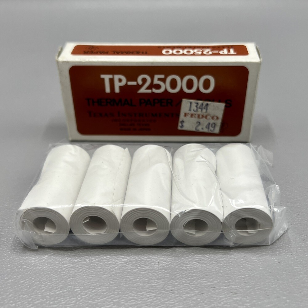 Vintage Texas Instruments TP-25000 Thermal Paper Rolls Made In Taiwan New 5 Roll