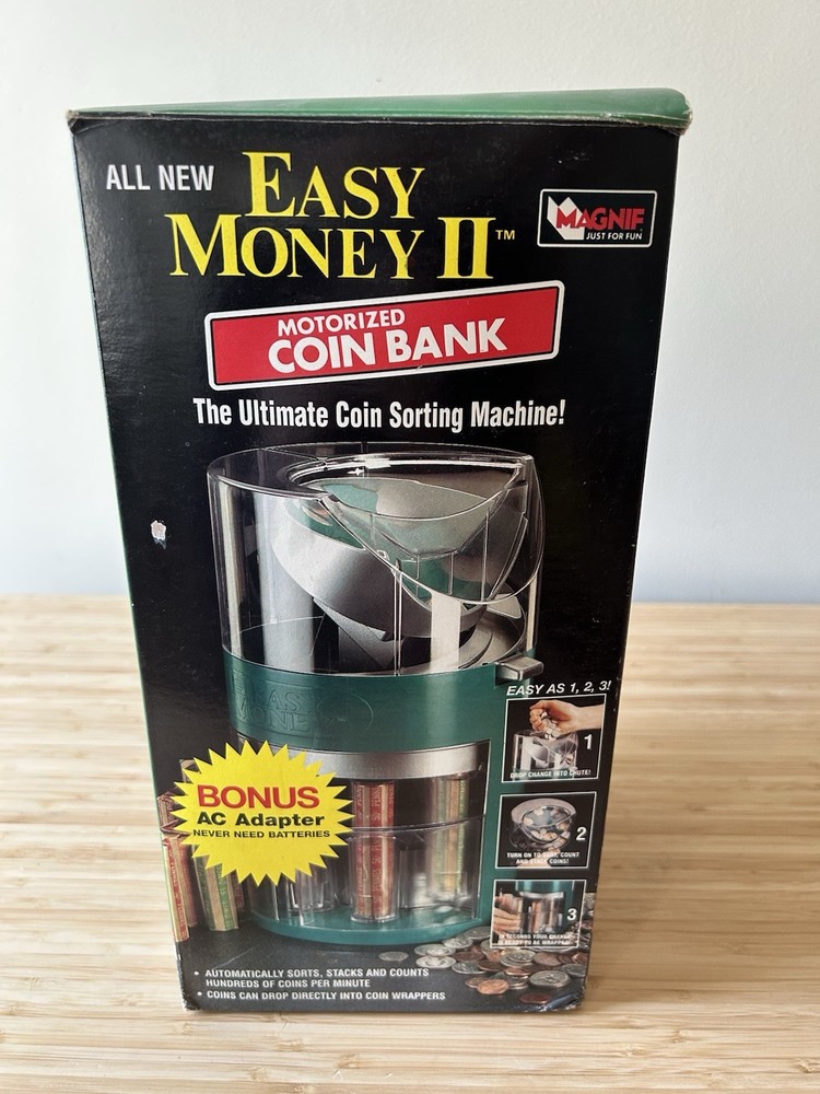 Vintage 90s Magnif Easy Money II Motorized Coin Bank Sorter UNTESTED