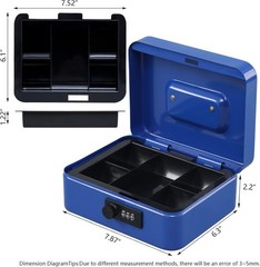 Water-Resistant Metal Cash Storage Box with Combination Lock, 7.87″ Compact Size