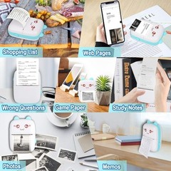 Portable Printer, Mini Pocket Wireless Bluetooth Thermal Printers with 6 Blue