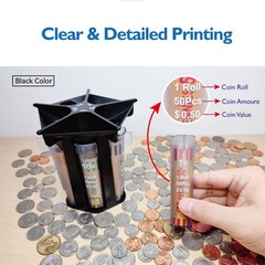 Coin Sorter Tube with Coin Wrappers, 5-In-1 Change Sorter and Coin Holder