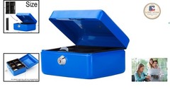 Compact Cash Box with Durable Key Lock – Stylish Blue Money Storage Solution