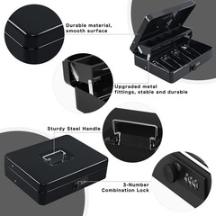 Durable Steel Cash Box with Handle – Combination Lock
