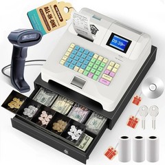 48Key Desktop Electronic Cash Register POS Casher Digital LED Display w/ Drawer