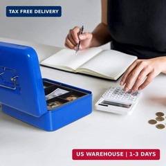 Jssmst Cash Box with Tray – Cash Box with Key Lock Safe Money Box with Cash Tray