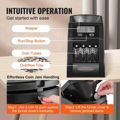 Uimoso USD Coin Sorter Wrapper Roller 150 Coins/min 4 Coin Tubes Store 200 Coins