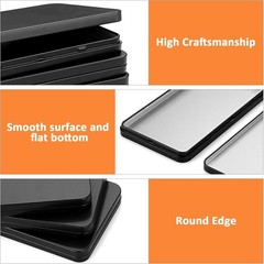 4 Pack Metal Cash Boxes with Lid, Currency Tray Money Holder Black Storage Tin