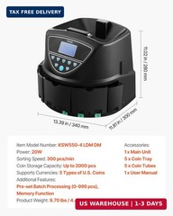 VEVOR Upgraded Coin Counter & Sorter, Coin Sorter and Wrapper Machine with Intui