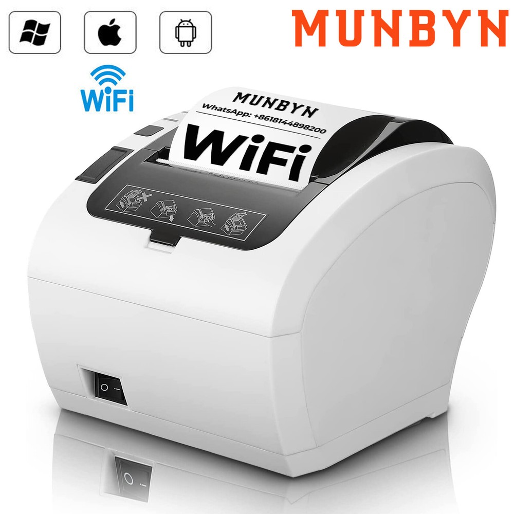 MUNBYN WiFi Thermal POS Receipt Printer upgraded USB/Lan/Serial/Cash Drawer Port