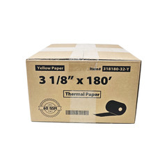 Yellow Thermal Paper 3 1/8 x 180 32 Rolls BPA Free for Clover Star Epson POS 80m