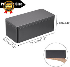2 Packs Black Metal Cash Box Rectangular Money Organizer with Lid Currency Stora