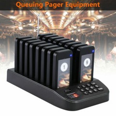 Wireless Restaurant Guest Paging Queuing Calling System Coaster Pager 16 Pagers