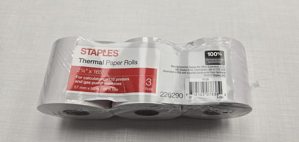2 1/4″ x 165′ Thermal paper rolls New 3 pack caluclator register printer machine