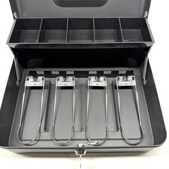 Large Cash Box with Money Tray and Lock, Metal Money Box for Cash, Lockbox