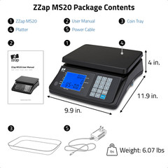 MS20 Coin Counting Scale – Money Cash Currency Weighing Machine