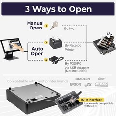 NEW Volcora Cash Register Drawer 13″ POS System 4 Bill 5 Coin Key-Lock Black