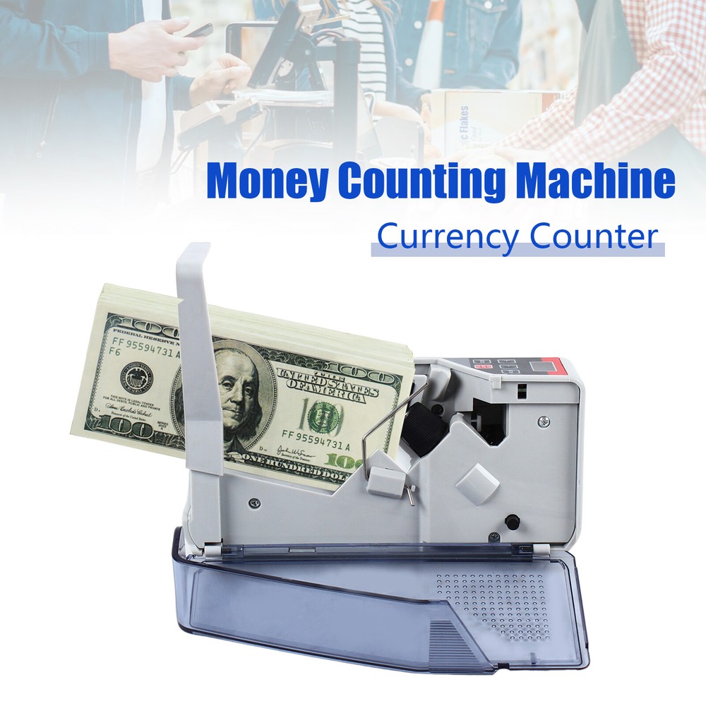 Mini Money Bill Cash Counter Bank Machine Currency Counting Counterfeit Detector
