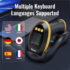 Tera HW0009 Wireless Barcode Scanner 1D 2D QR Bluetooth w/ Cradle Yellow