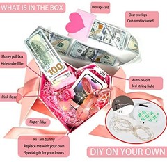 Cash Gift Money Box with Pull-Out Kit & String Lights – Birthday Surprise Box