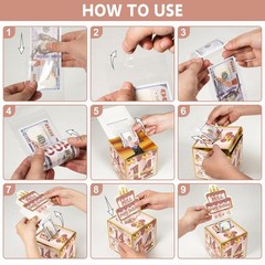 14th Birthday Pink Rose Gold Pull Out Money Cash Gift Box Present Decoration