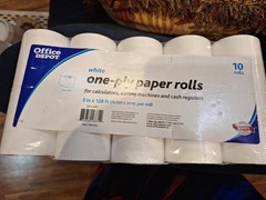1-Ply Paper Rolls 3in. x 128ft White Pack of 10 Item 109023 New