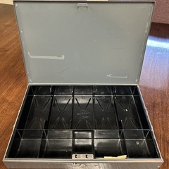 Vintage 1980’s Gray Steel Heavy Duty Cash Box – no key -Opens And Closes/latches