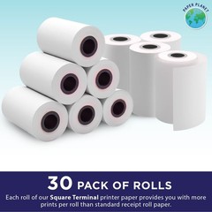 Thermal Receipt Printer Paper for Square Terminal by Paper Planet | 30 Rolls …