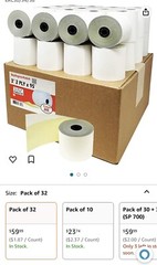 (32) 3″ x 95′ 2-PLY CARBONLESS POS RECEIPT PAPER ROLLS ~FAST FREE SHIPPING~