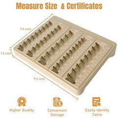 Brown Coin Counter Sorter Tray with 150 Assorted Wrappers 5 Compartments