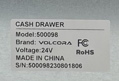 VOLCORA 500098 AUTO OPEN BLACK CASH DRAWER