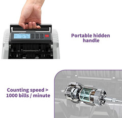 Máquina Contadora de Billetes con LCD y Detección UV IR USD EUR, Contadora de Ef