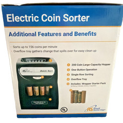 Royal Sovereign QS-1AC Electric Coin Sorter | 156 Coins/Min, Anti Jam Tech | NEW