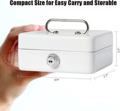 Elegant Small Locking Cash Box with Key | Portable White Money Storage