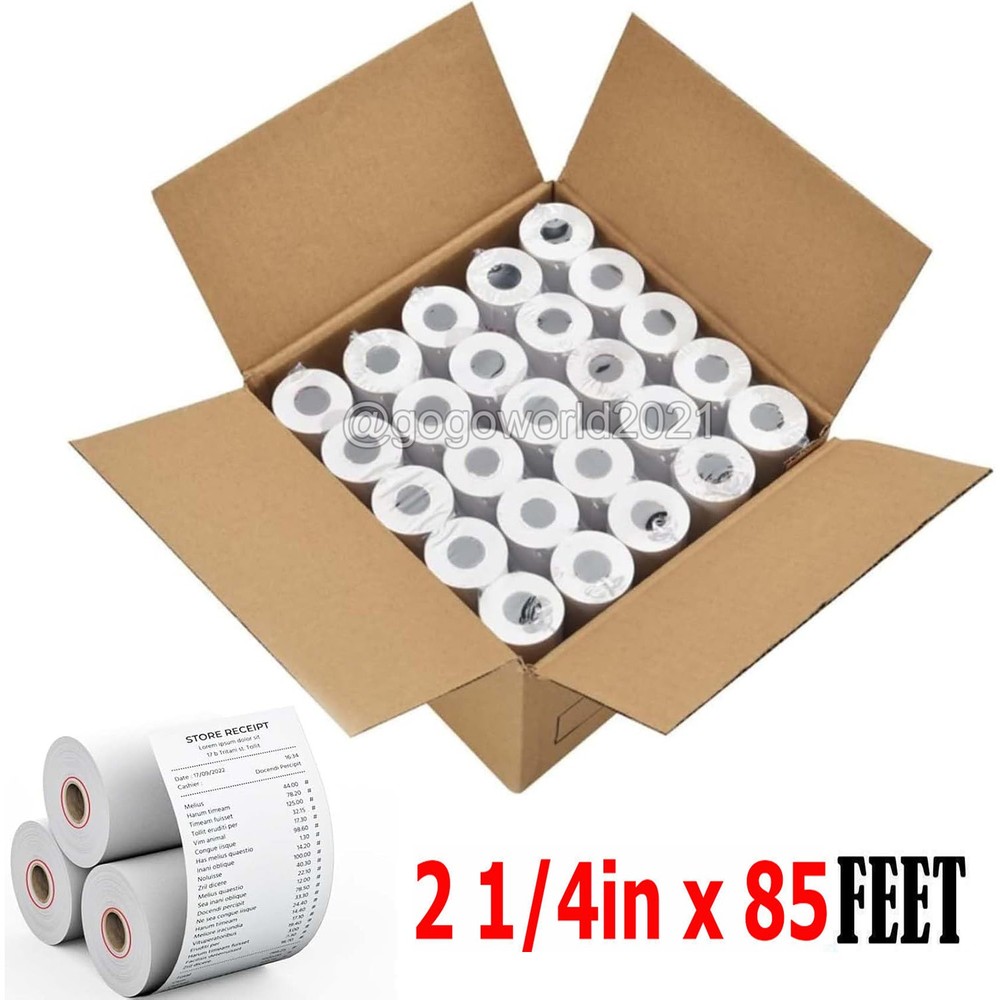 2-1/4″ x 85′ Thermal Cash Register Credit Card POS Receipt Paper 100 Rolls 85ft